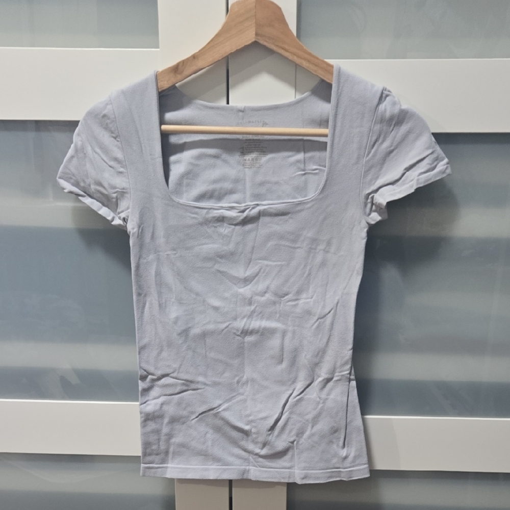 Free People Light Blue Sleeve Tee